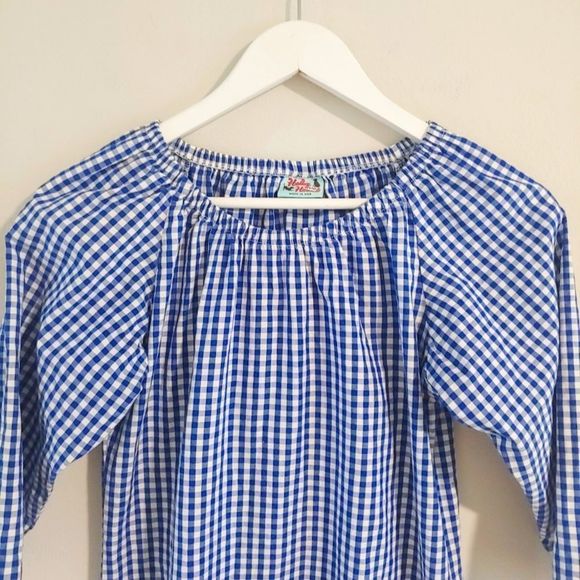 Haley & the hound preppy blue and white checkered  gingham off the shoul… - Picture 2 of 4
